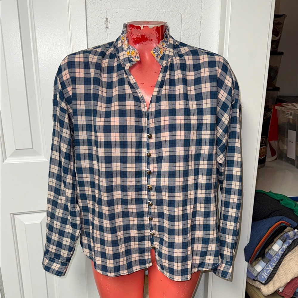 Anthropologie - Pilcro Plaid Button-Up Shirt top blouse